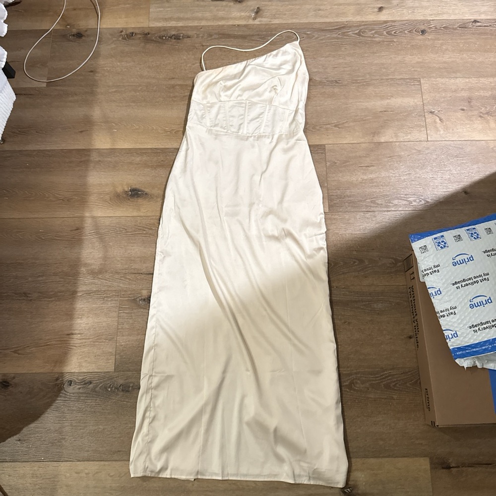 Peppermayo One Shoulder Cream Dress